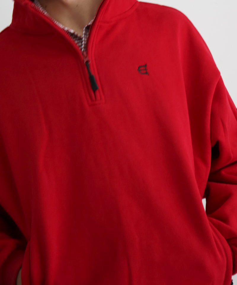 Evisen Skateboardsゑ Logo half zip sweat "RED"