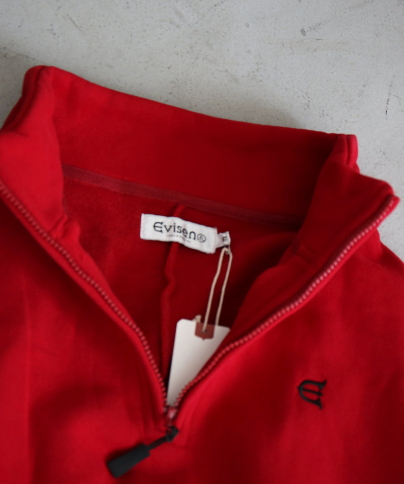 Evisen Skateboardsゑ Logo half zip sweat "RED"