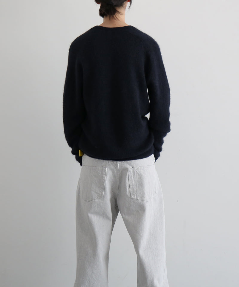 AURALEE Baby suri alpaca sheer knit v-neck p/o “NAVY”