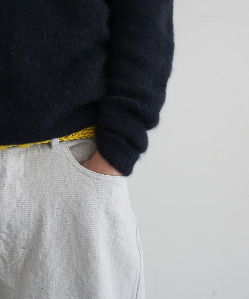 AURALEE Baby suri alpaca sheer knit v-neck p/o “NAVY”