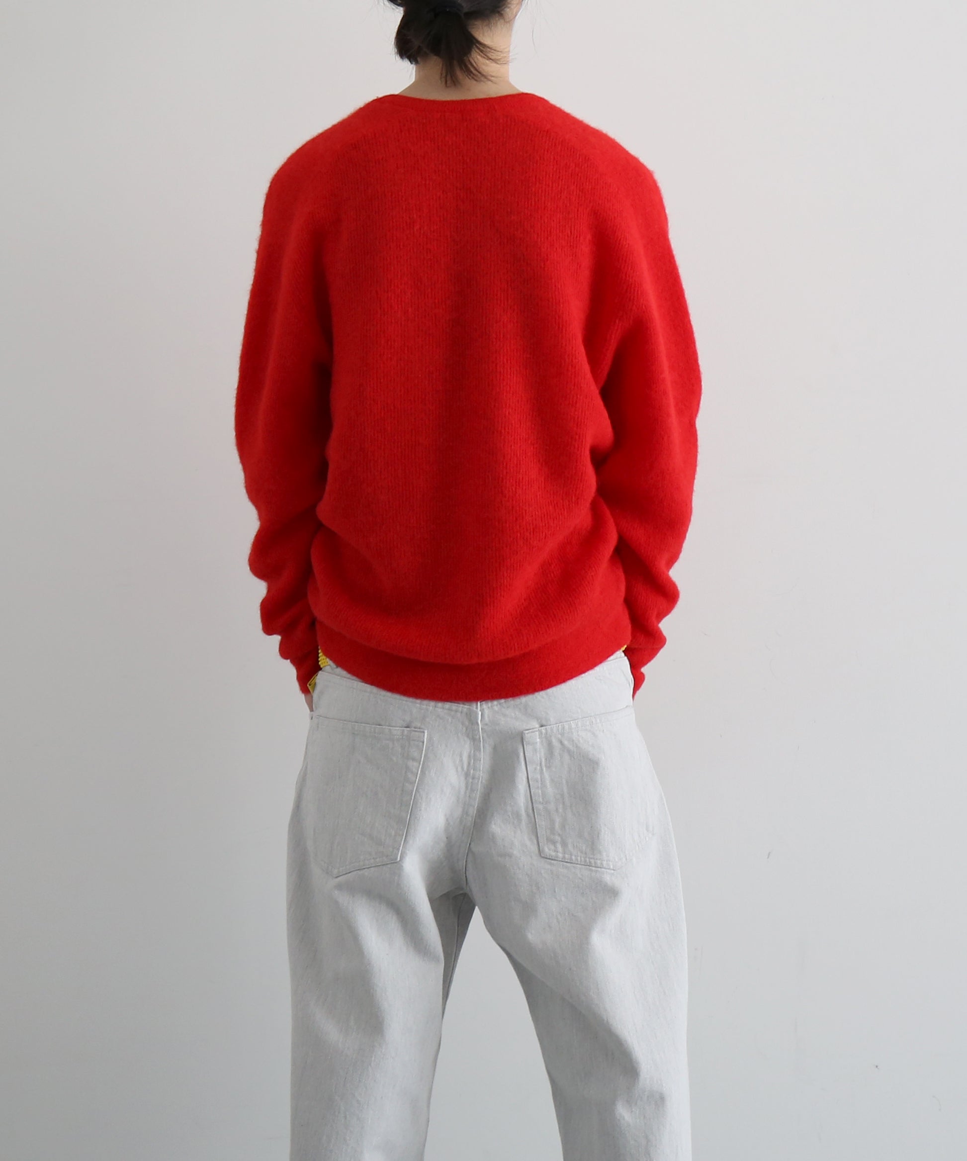 AURALEE Baby suri alpaca sheer knit v-neck p/o “RED”
