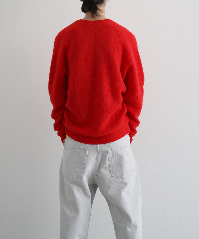 AURALEE Baby suri alpaca sheer knit v-neck p/o “RED”