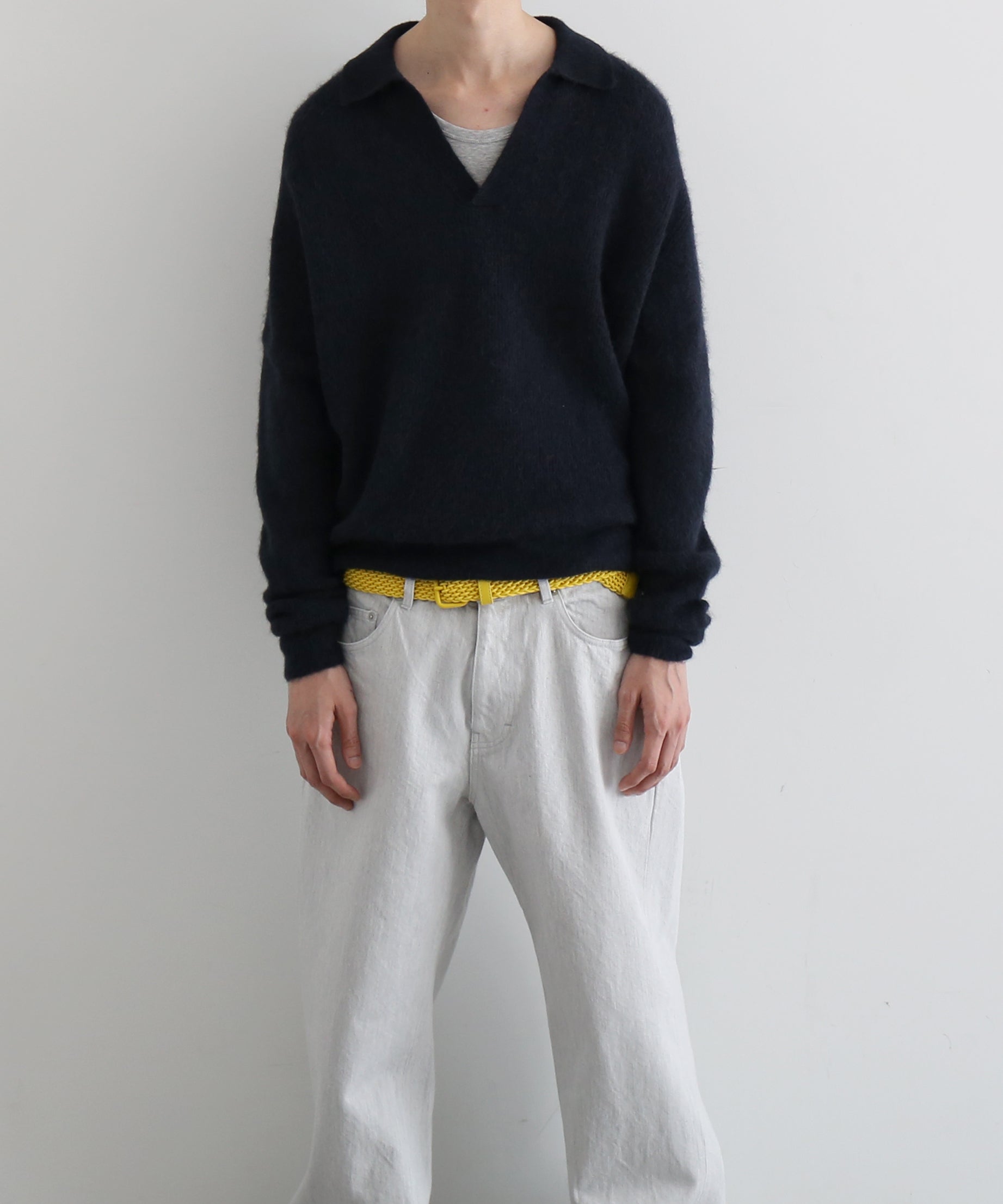 AURALEE【オーラリー】Baby suri alpaca sheer knit skipper polo 