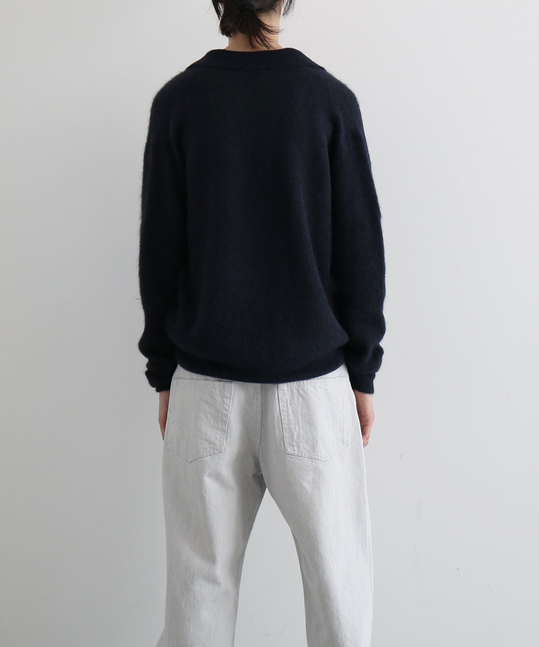 AURALEE【オーラリー】Baby suri alpaca sheer knit skipper polo