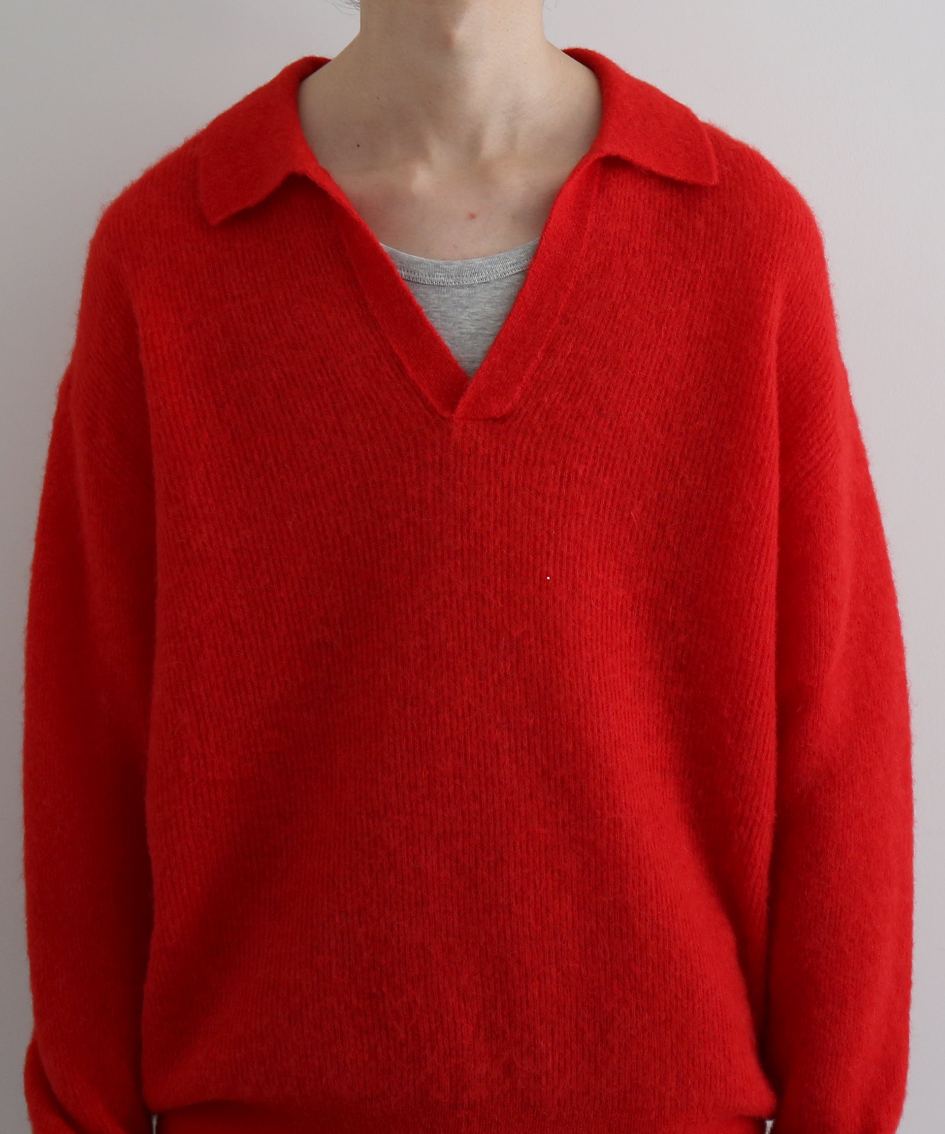 AURALEE【オーラリー】Baby suri alpaca sheer knit skipper polo 