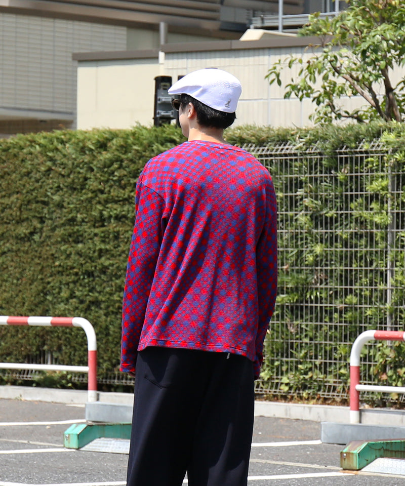 PHINGERIN Gingham l/s waffle thermal "B:RED BLUE"