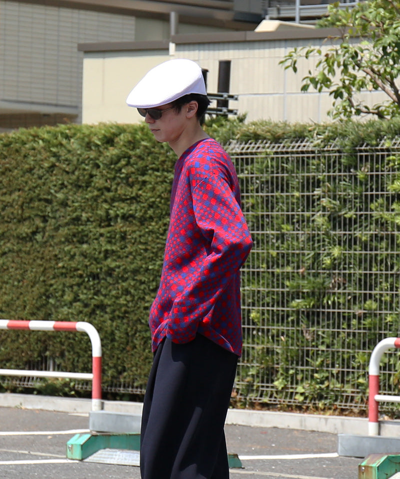 PHINGERIN Gingham l/s waffle thermal "B:RED BLUE"