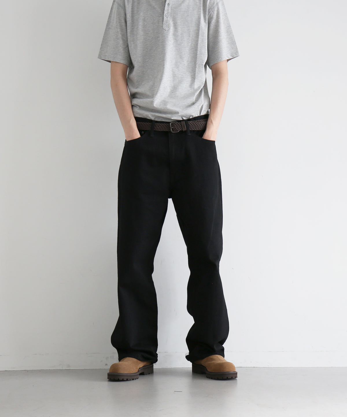UNUSED Uw1202 Wide denim pants "BLACK"