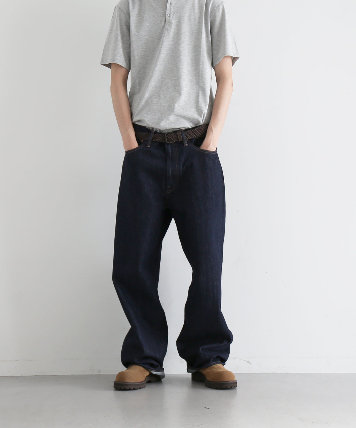 UNUSED Uw1202 Wide denim pants "BLACK"