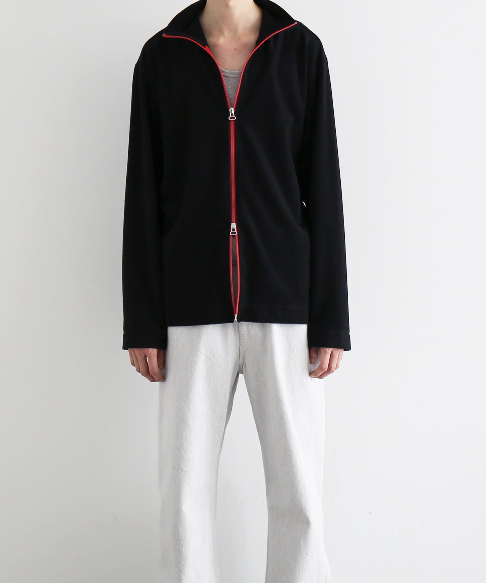 well 2way open zip cardigan "BLACK"