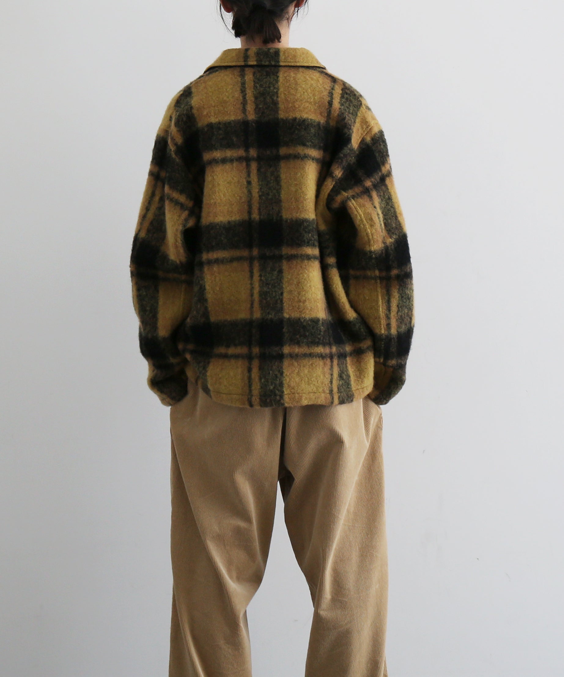 NEEDLES Widespread collar shirt - woolshaggy "B-MUSTARD B"