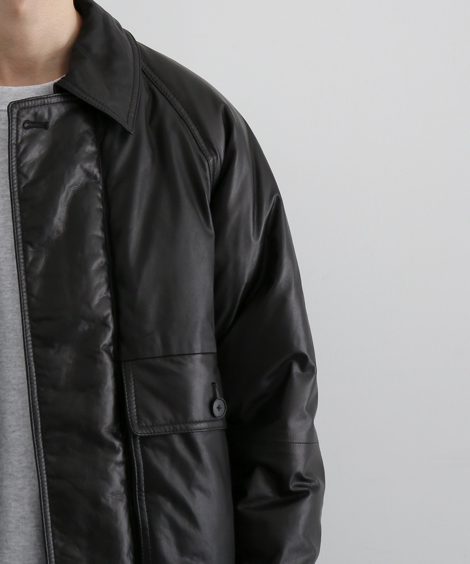 AURALEE Fine calf leather down blouson "BLACK"