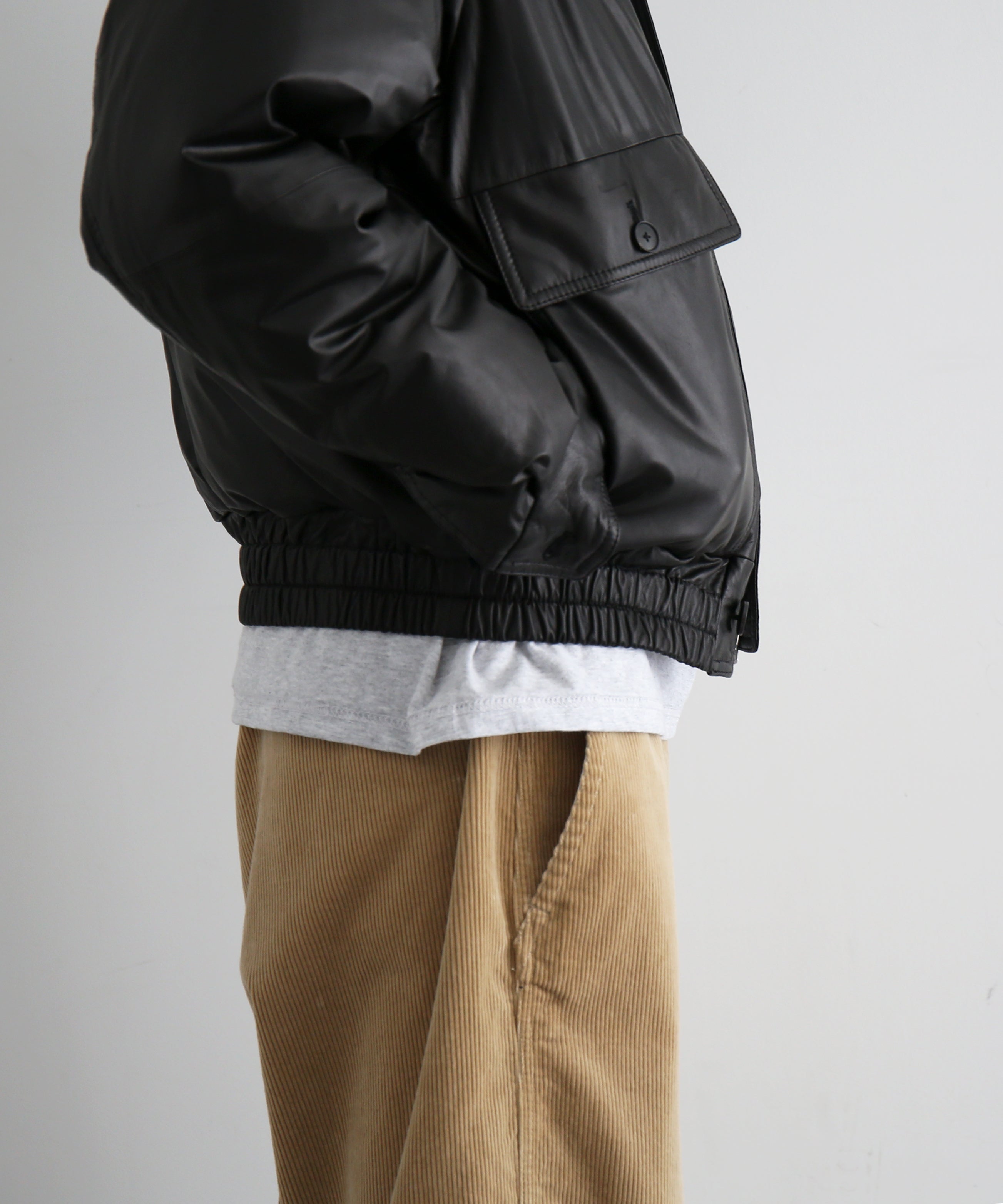 AURALEE Fine calf leather down blouson "BLACK"