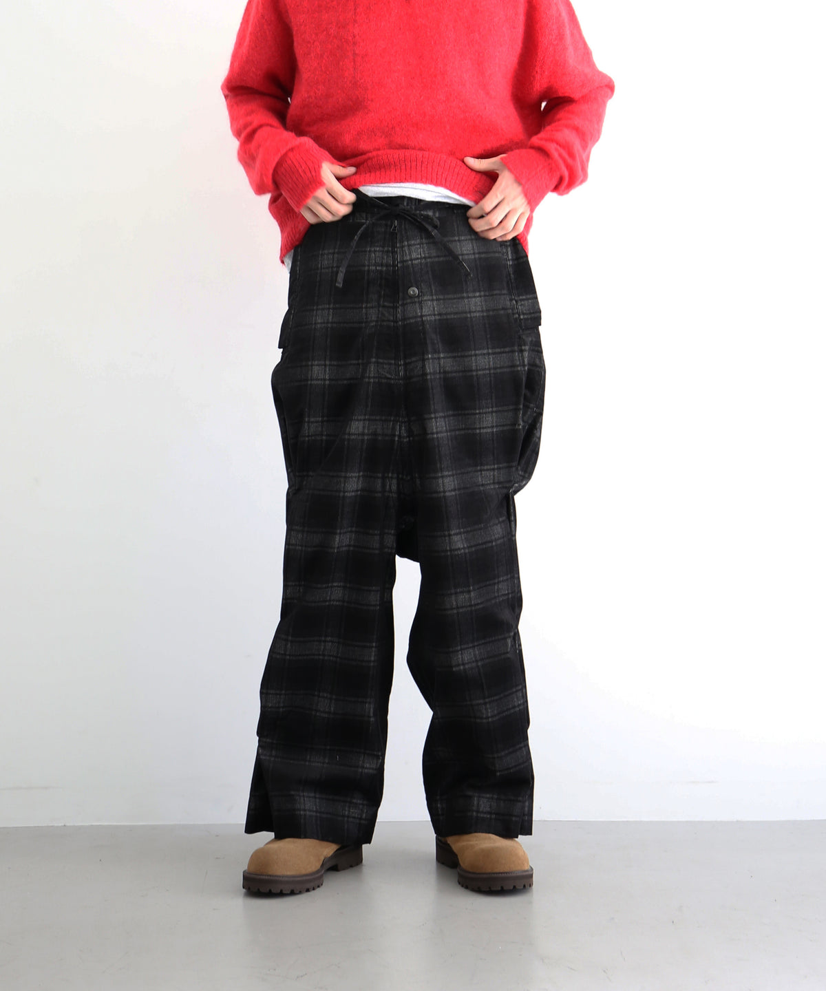 JIAN YE Morph yi pants "BLACK CHECK"