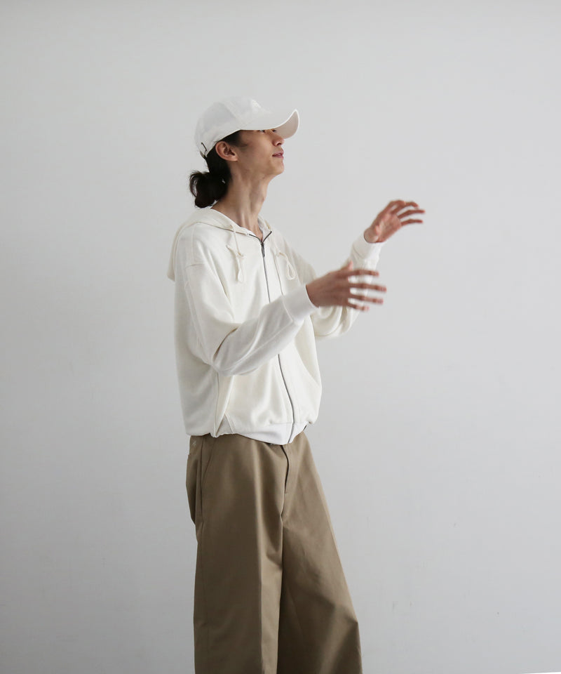 Fax Copy Express Afternoon stretch linen relaxed sweatshirt "WHITE"