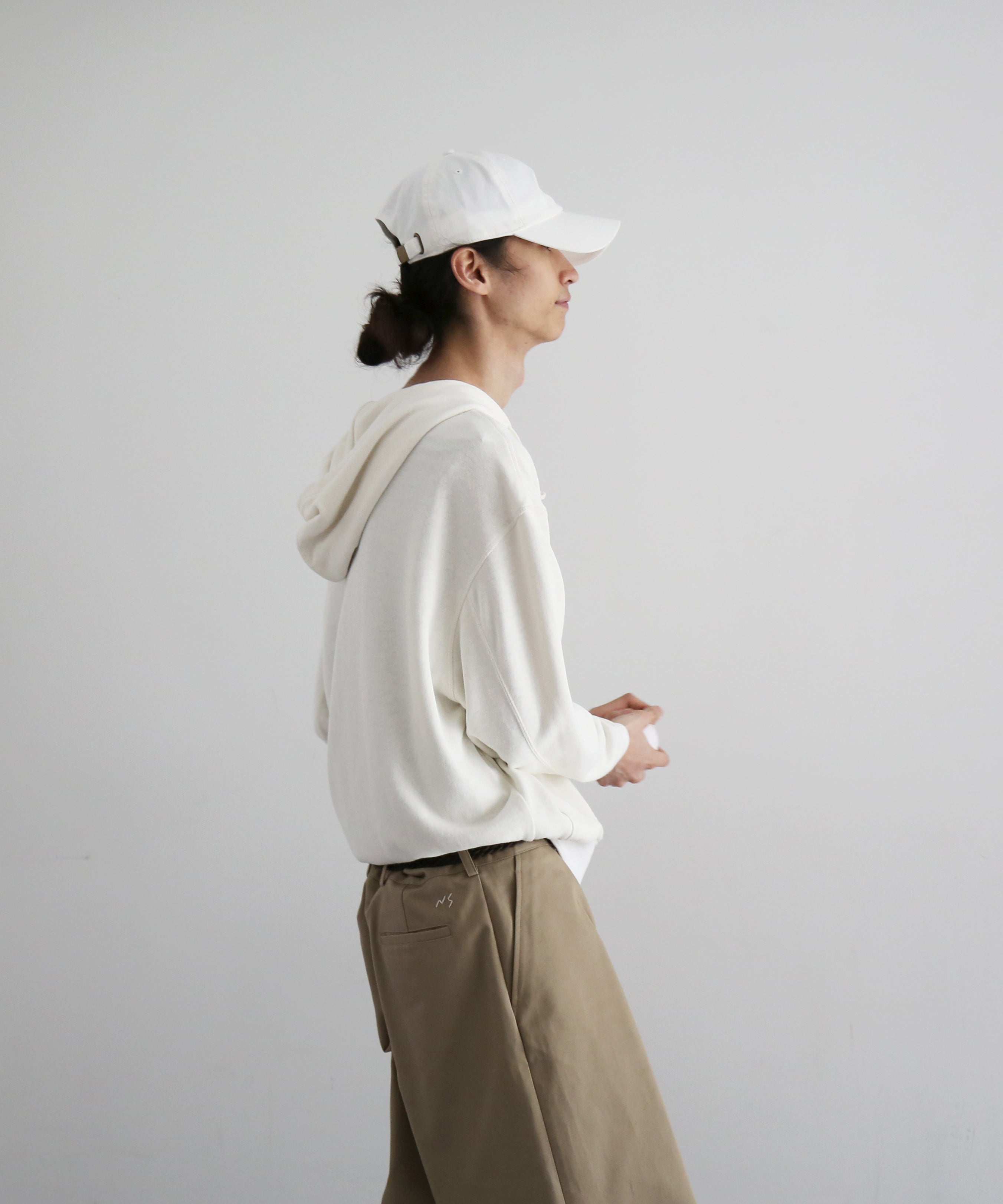 Fax Copy Express Afternoon stretch linen relaxed sweatshirt "WHITE"