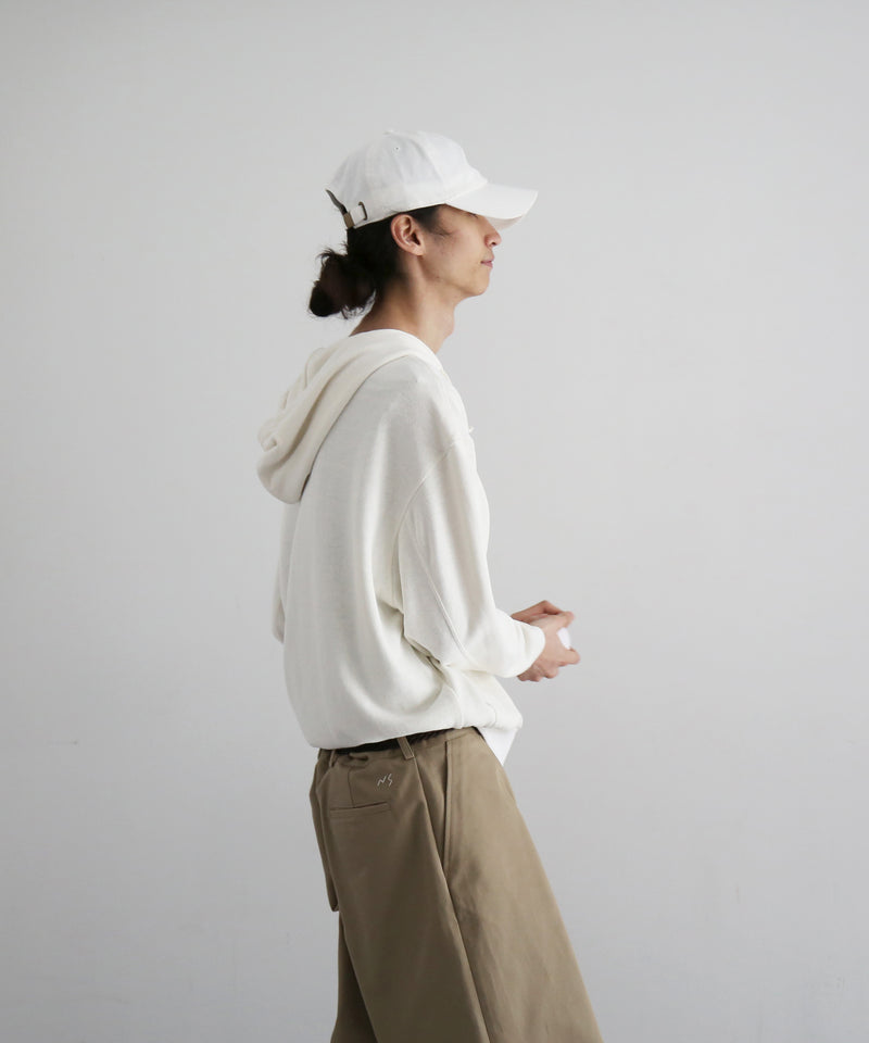 Fax Copy Express Afternoon stretch linen relaxed sweatshirt "WHITE"
