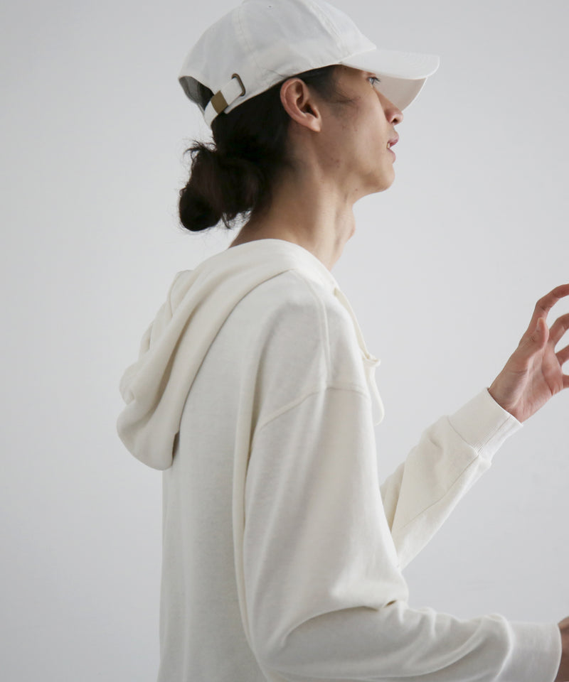 Fax Copy Express Afternoon stretch linen relaxed sweatshirt "WHITE"