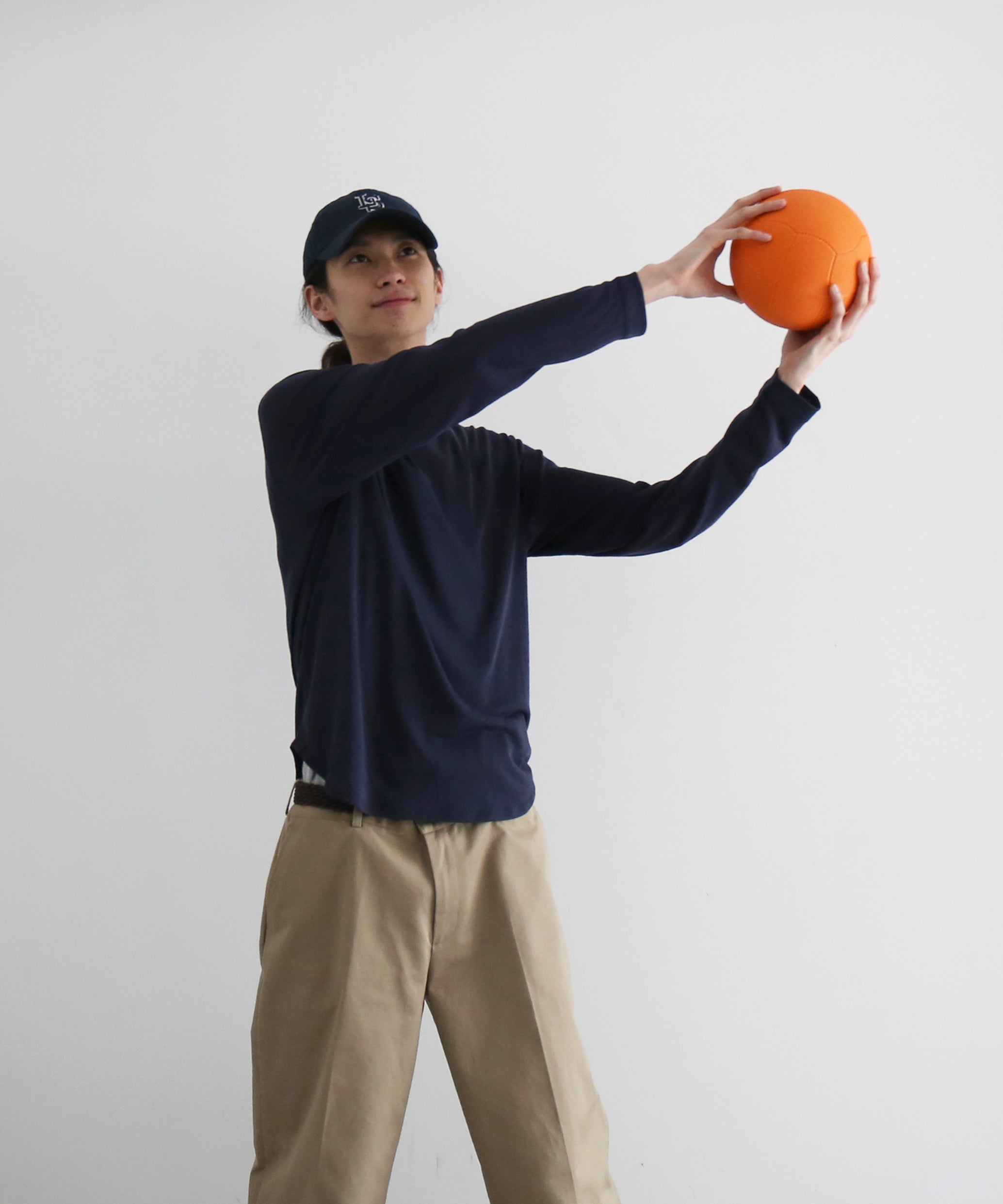 Fax Copy Express Afternoon stretch relaxed top "NAVY"