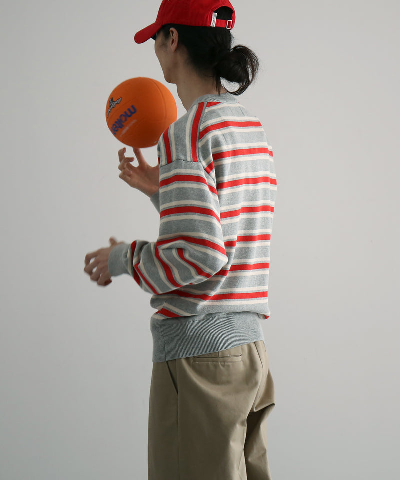 KAIKO Border v neck sweater "FIGURE1"