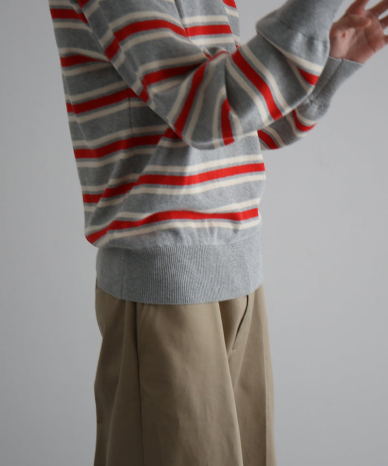 KAIKO Border v neck sweater "FIGURE1"