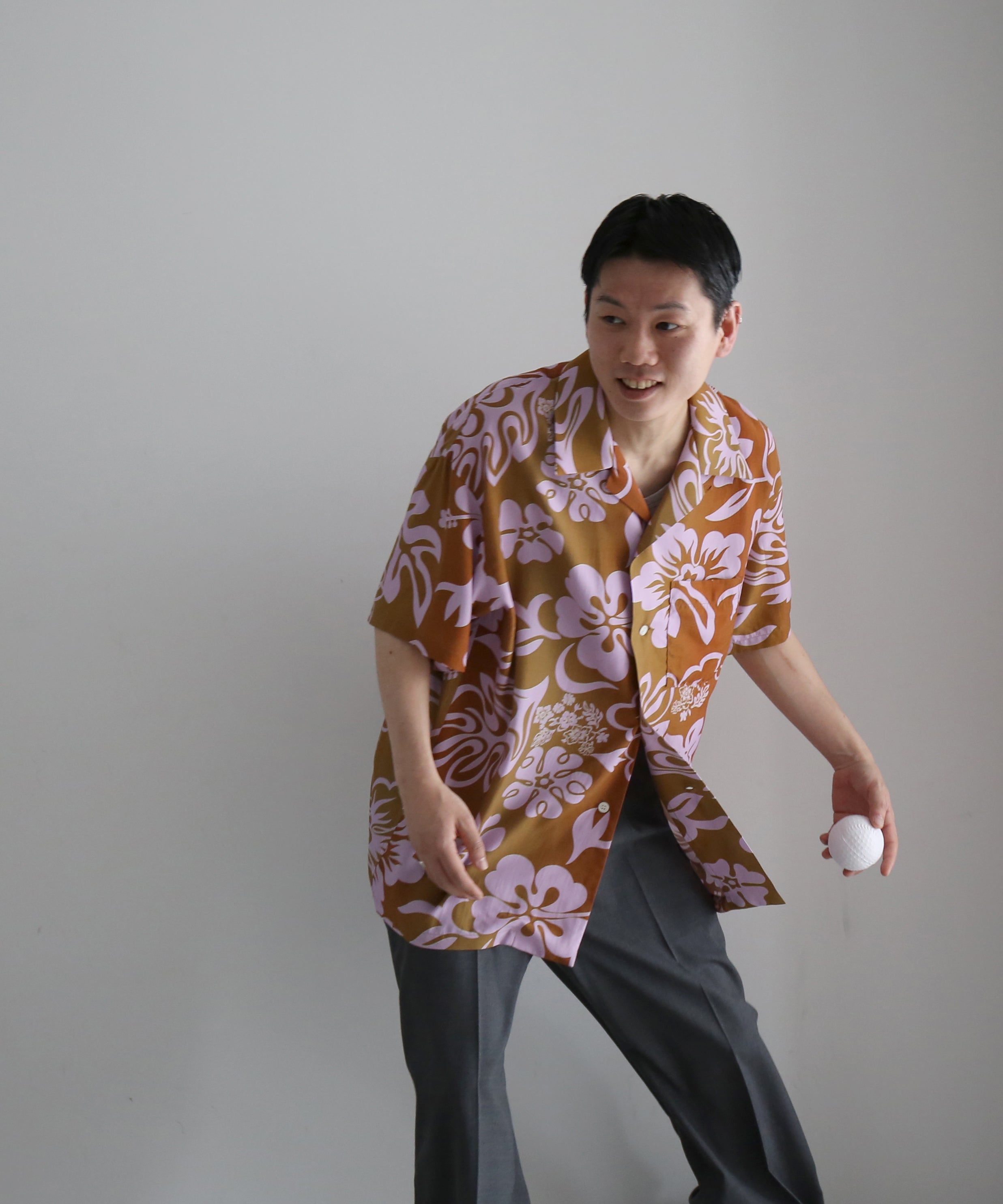 PHINGERIN Summer shirt flower "A:TOAST ORANGE"
