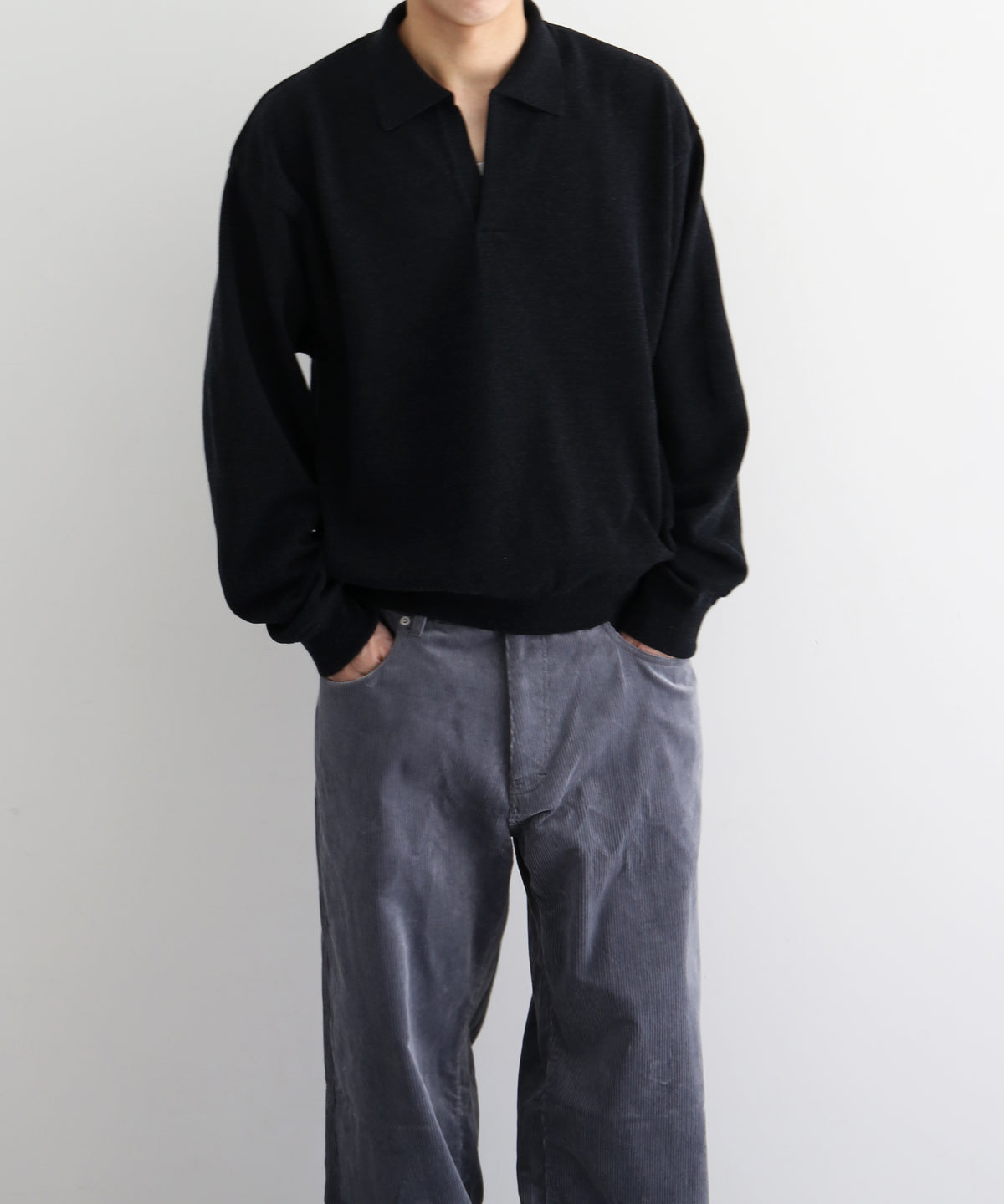 crepuscule Co/wo moss stitch skipper "BLACK"