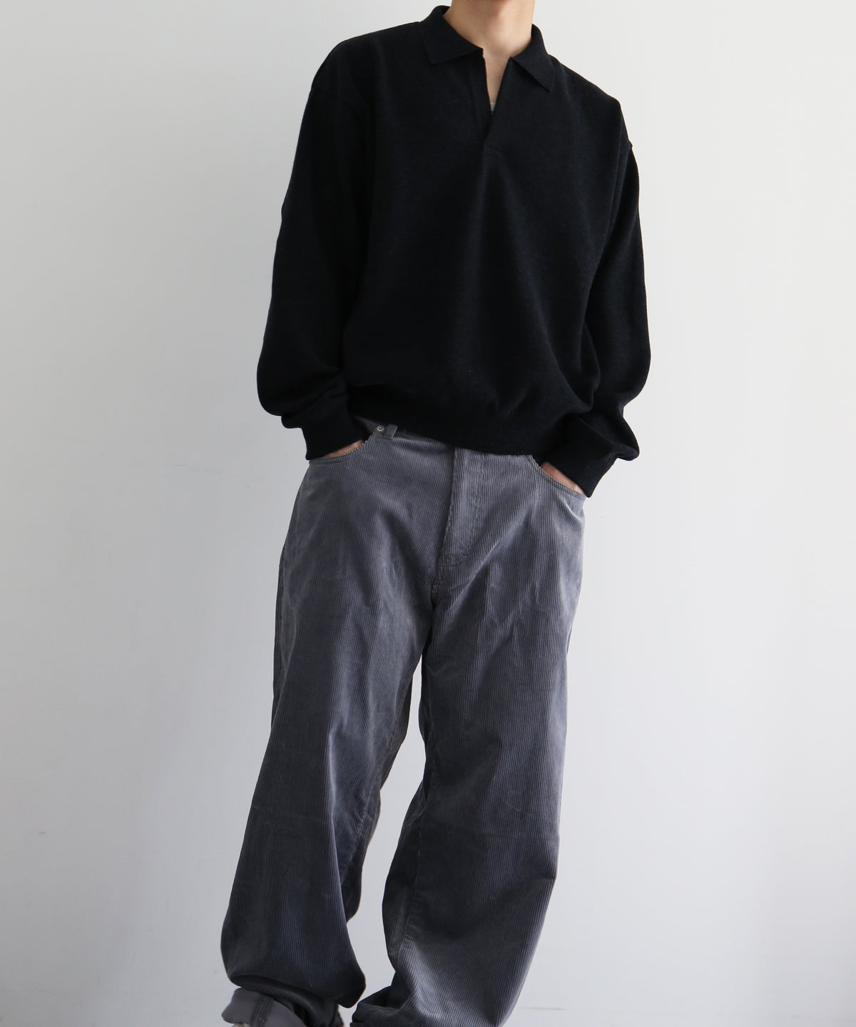 crepuscule Co/wo moss stitch skipper "BLACK"