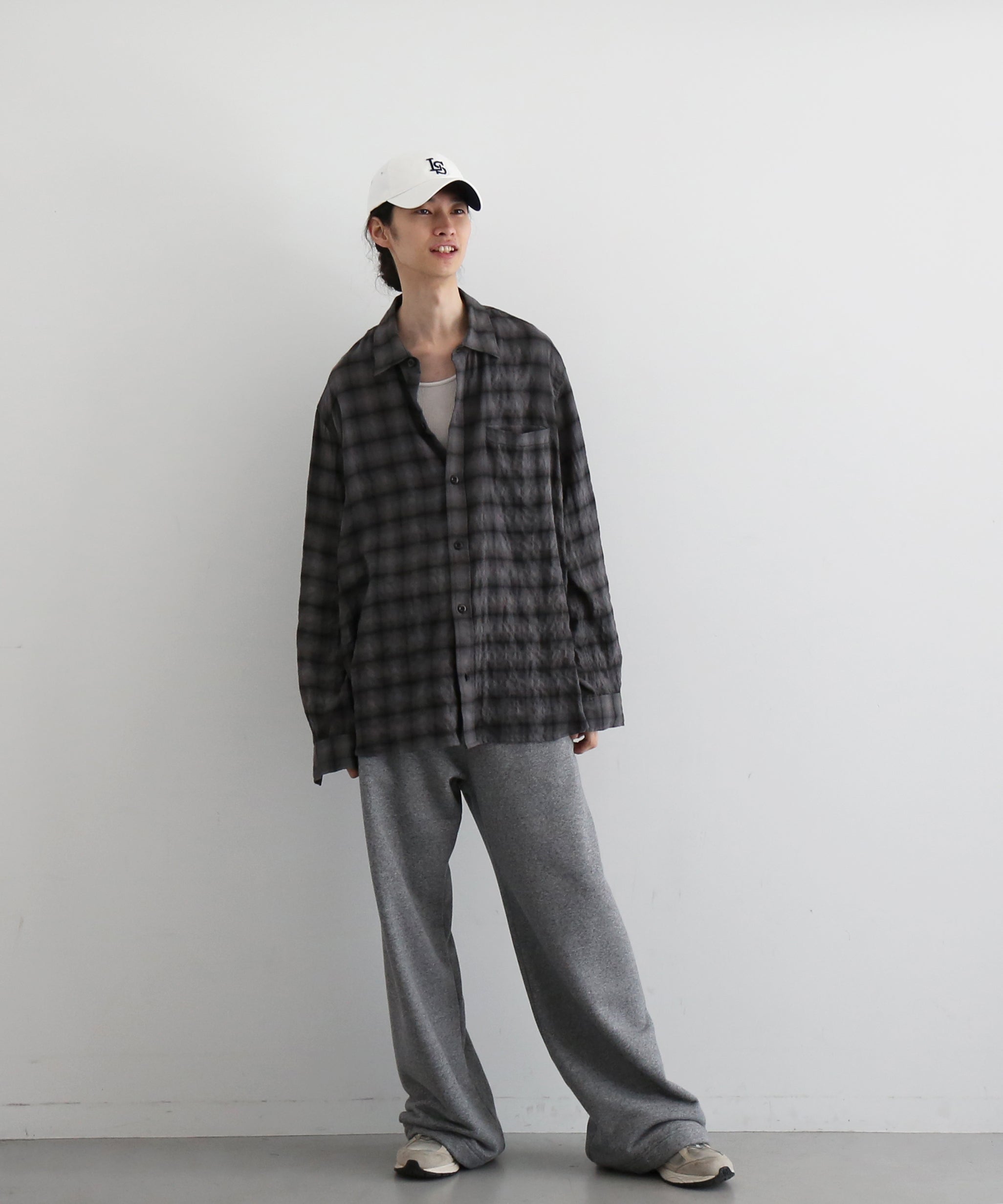 Laid.B Wet rag check shirts "BLUE"
