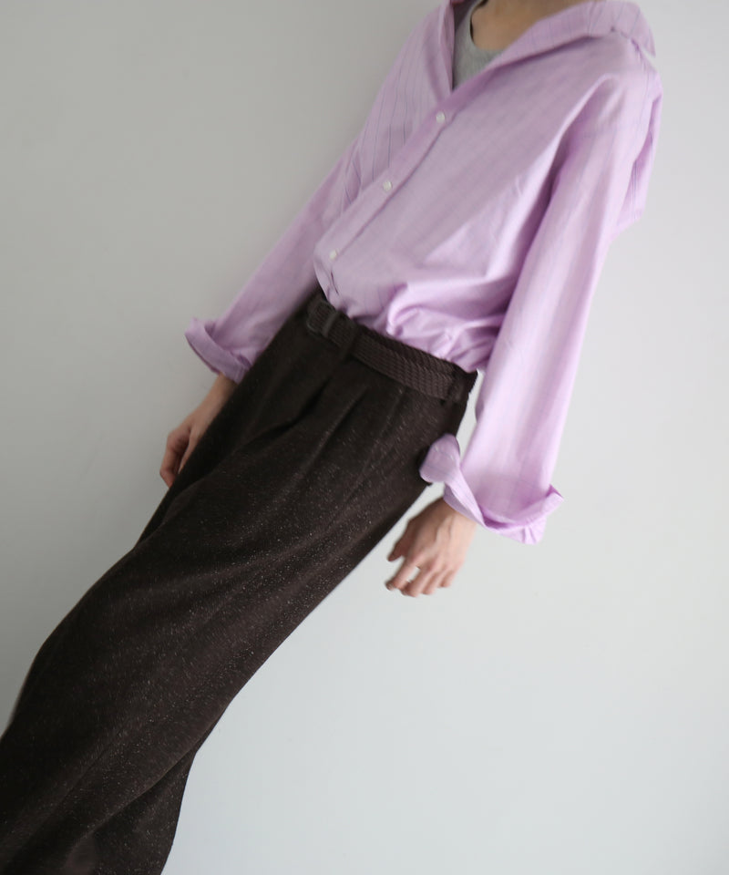 URU Silk napped tweed - 2 tuck pants "D.BROWN"