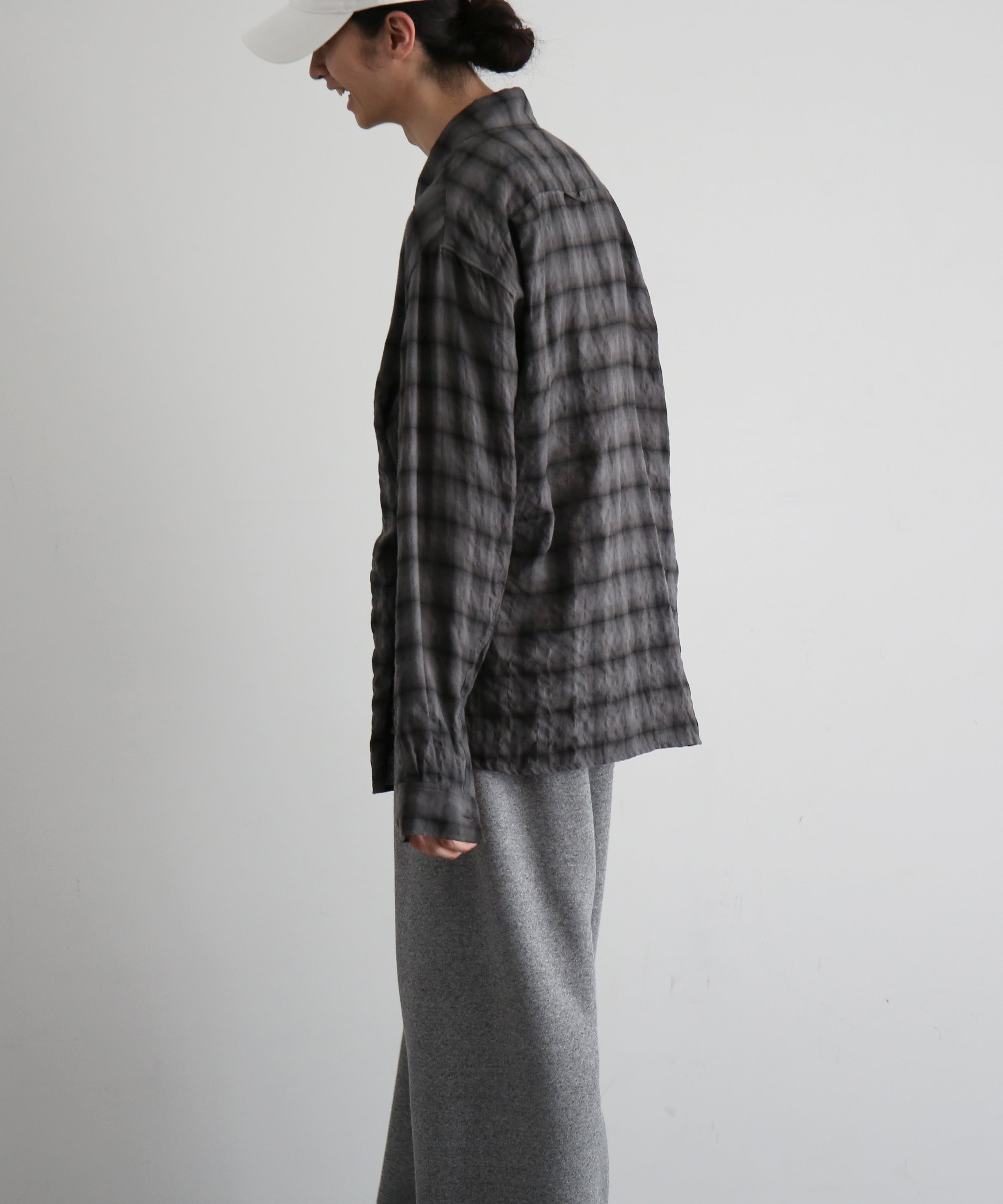 Laid.B Wet rag check shirts "BLACK"