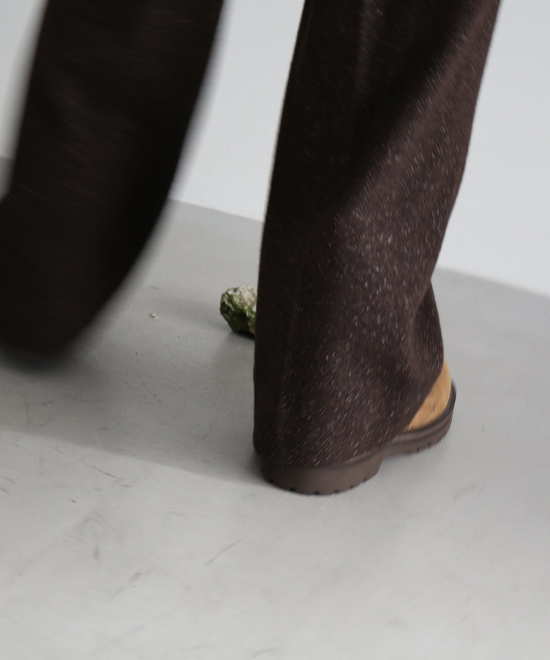 URU Silk napped tweed - 2 tuck pants "D.BROWN"