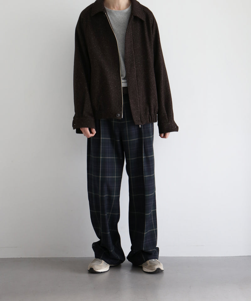 URU Silk napped tweed - zip up blouson "D.GRAY"