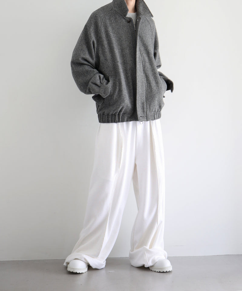 URU Silk napped tweed - zip up blouson "D.BROWN"