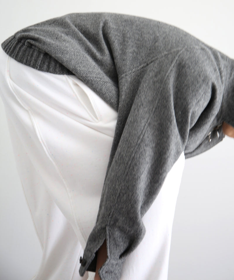 URU Silk napped tweed - zip up blouson "D.GRAY"