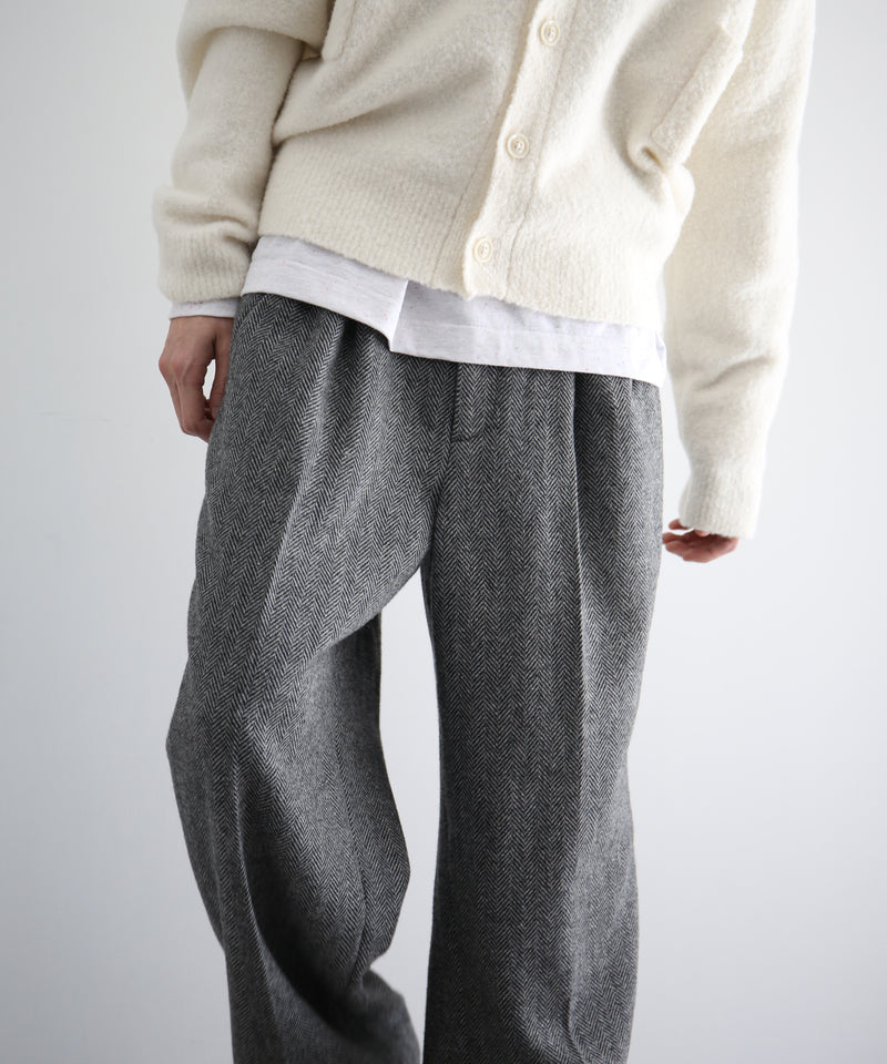 URU Silk napped tweed - 2 tuck pants "D.GRAY"