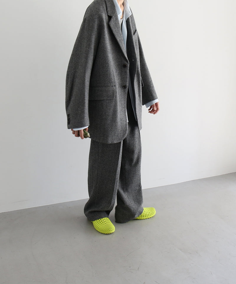 URU Silk napped tweed - 2 tuck pants "D.GRAY"