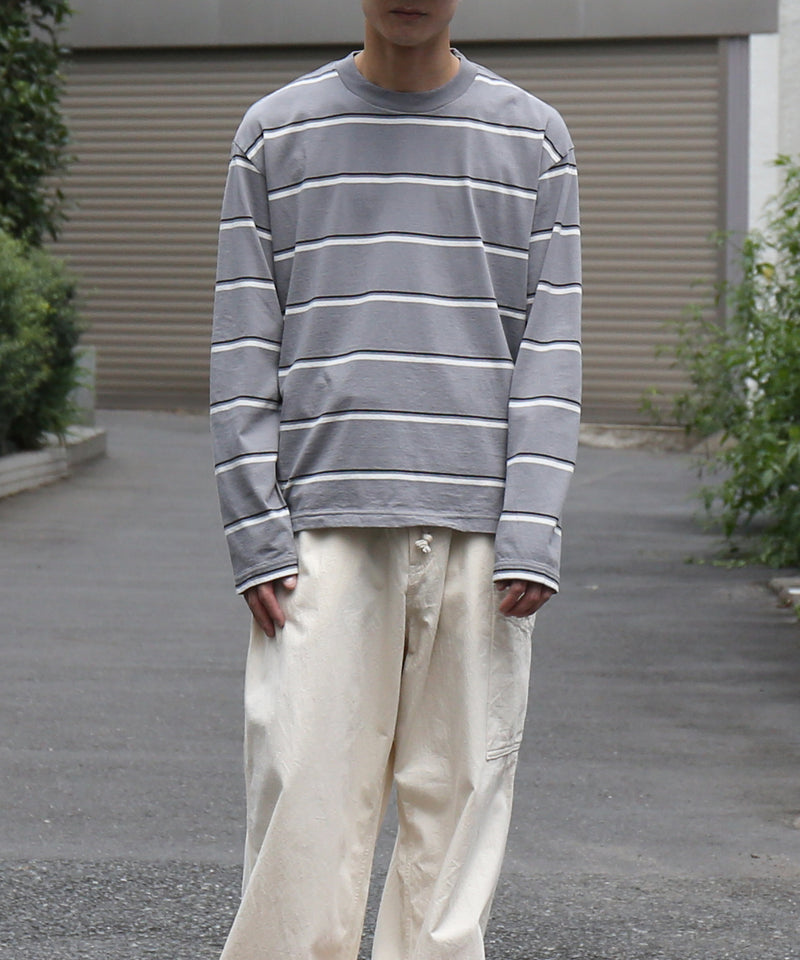 UNUSED Us2599 Long sleeve border t-shirt "GRAY"
