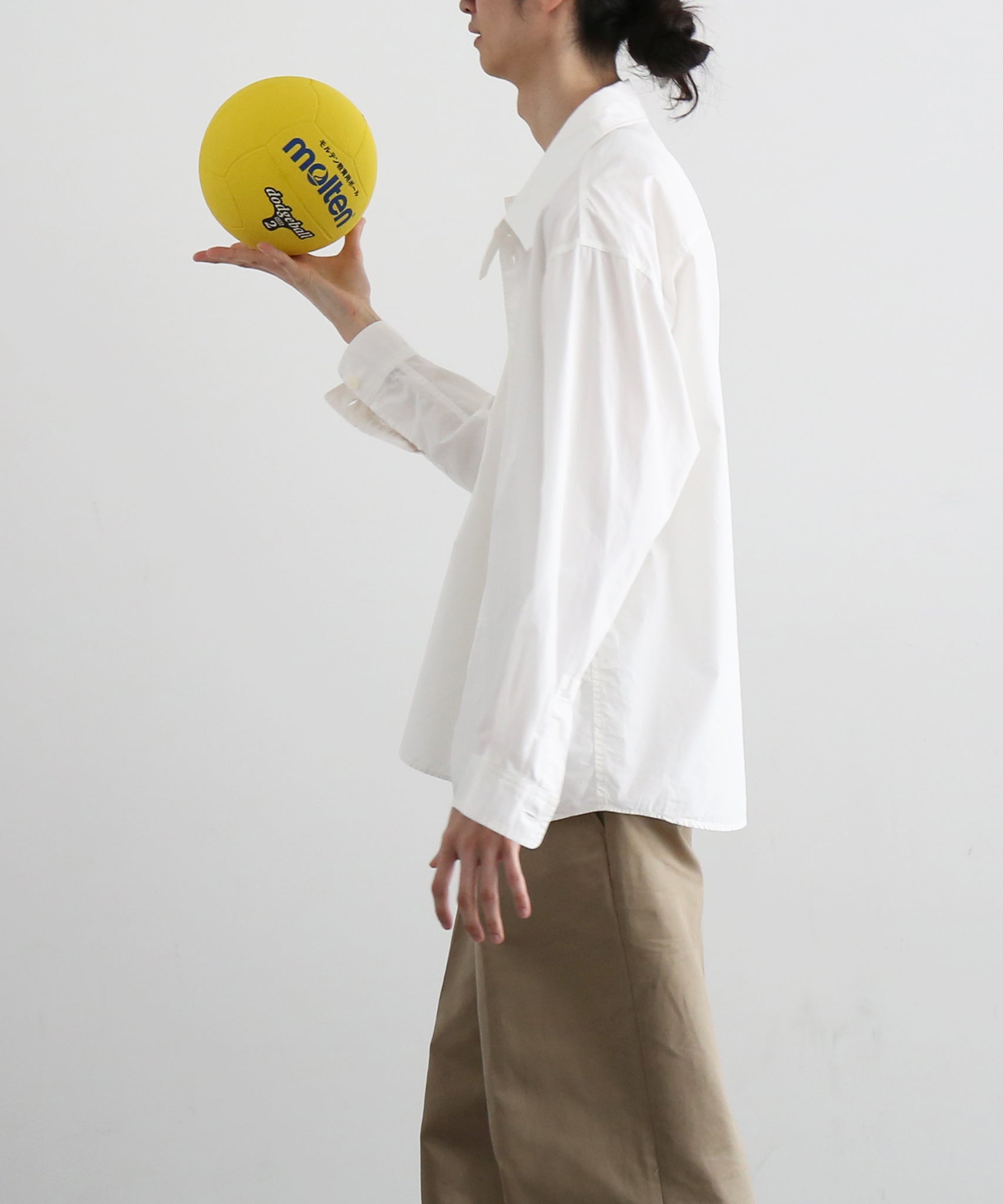 AURALEE Garment-dyed finx shuttle weather shirt "WHITE"