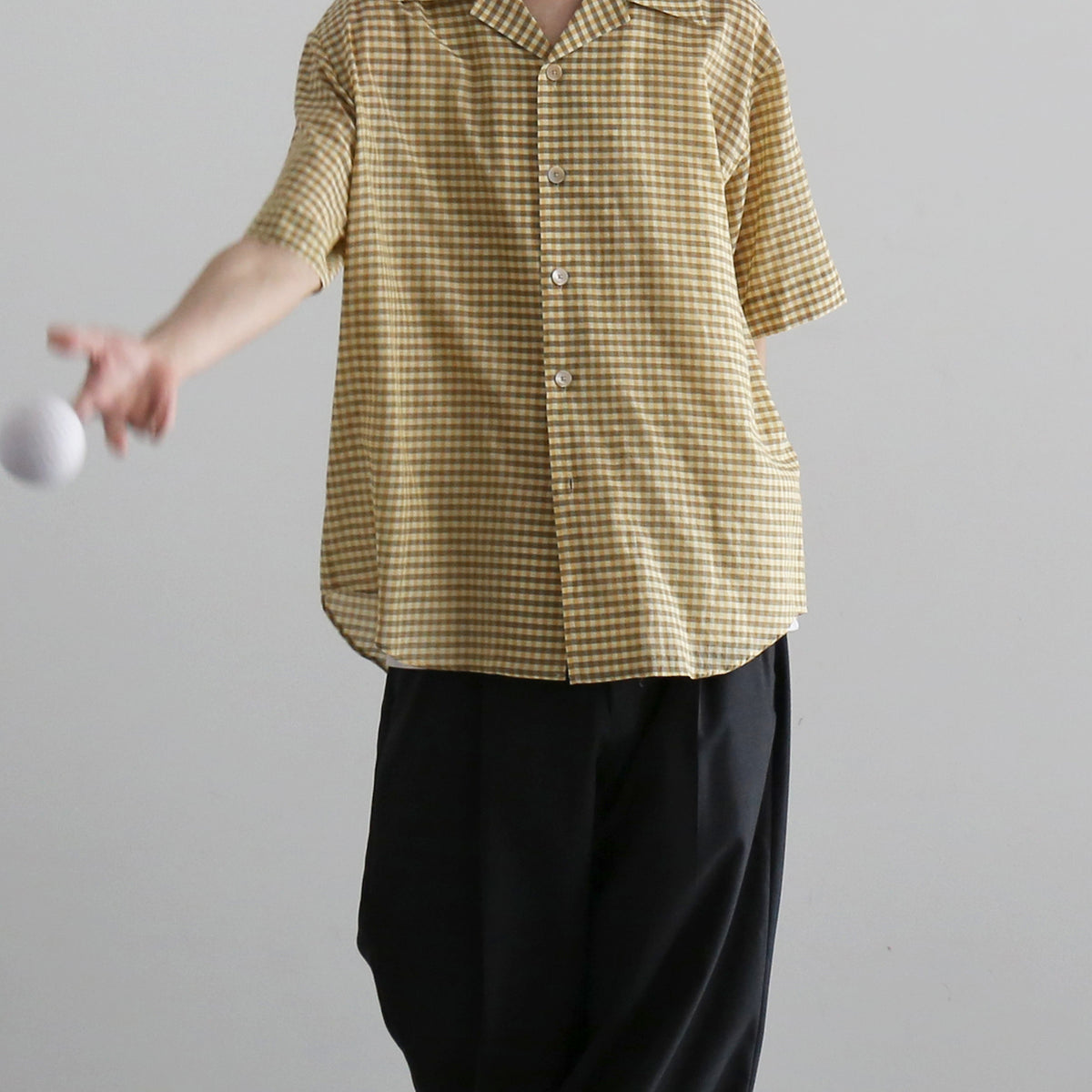 AURALEE【オーラリー】Airy light cotton check half sleeved shirt