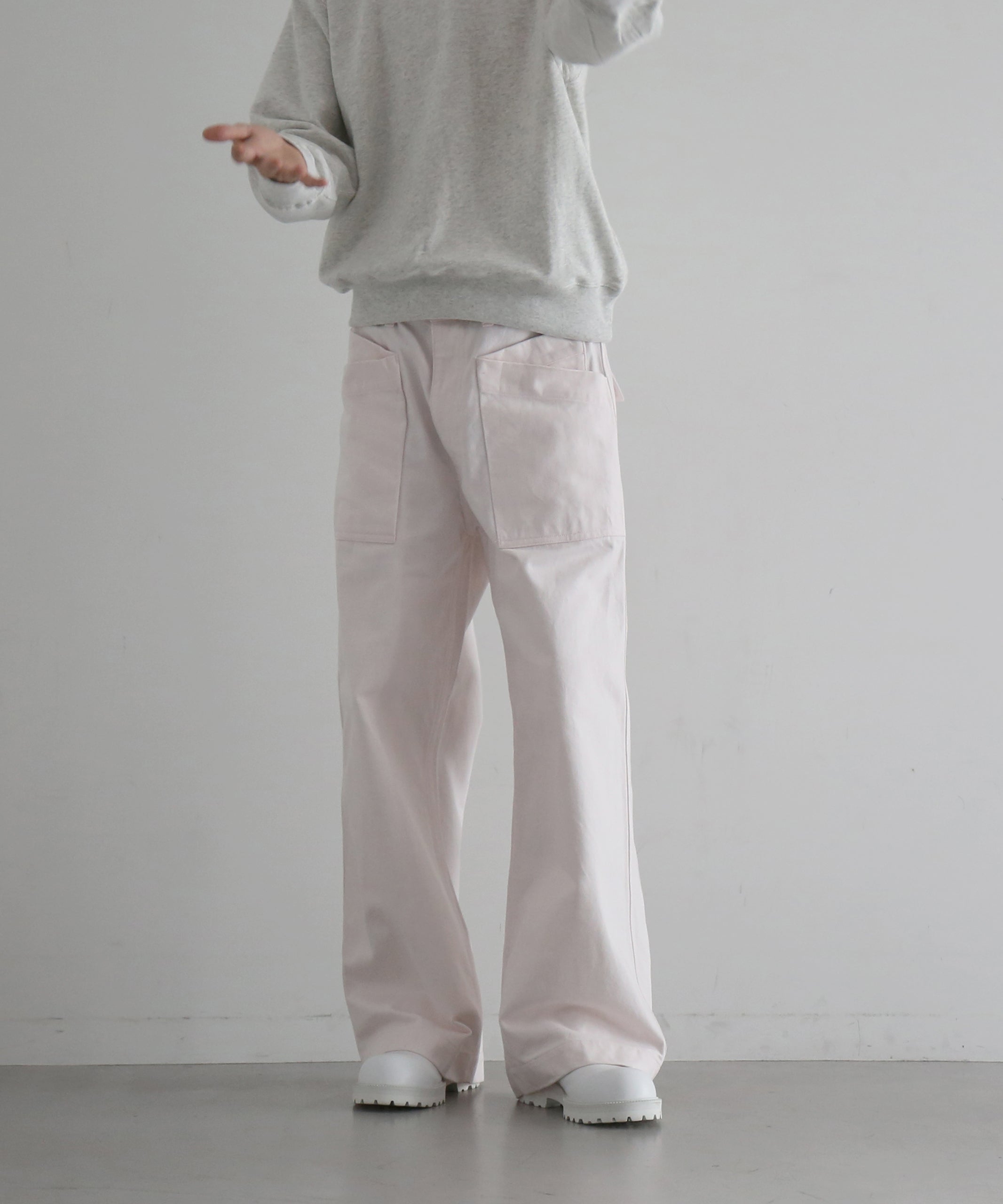 WHOWHAT 12oz denim origami pocket pants "LIGHT PINK"