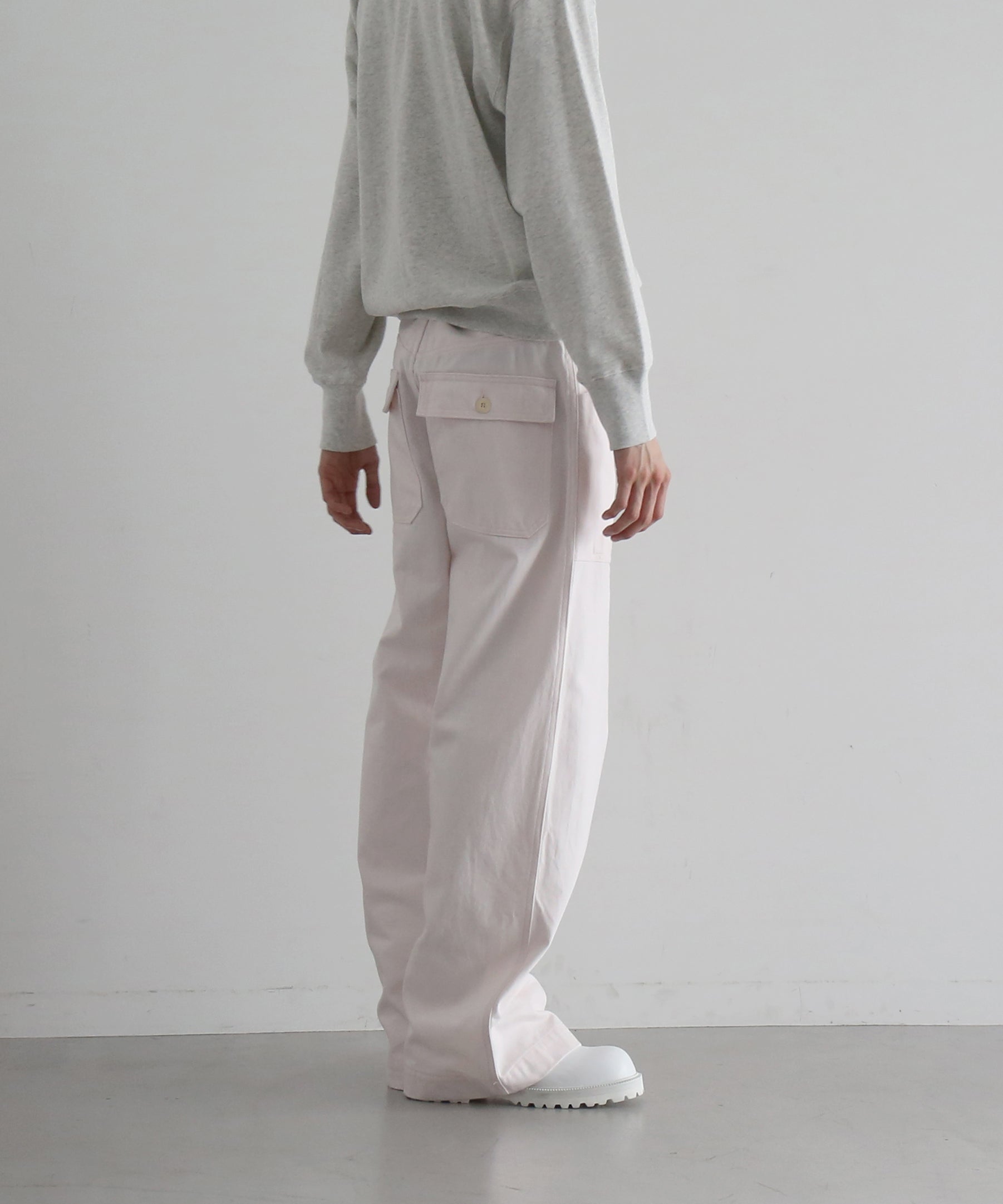 WHOWHAT 12oz denim origami pocket pants "LIGHT PINK"