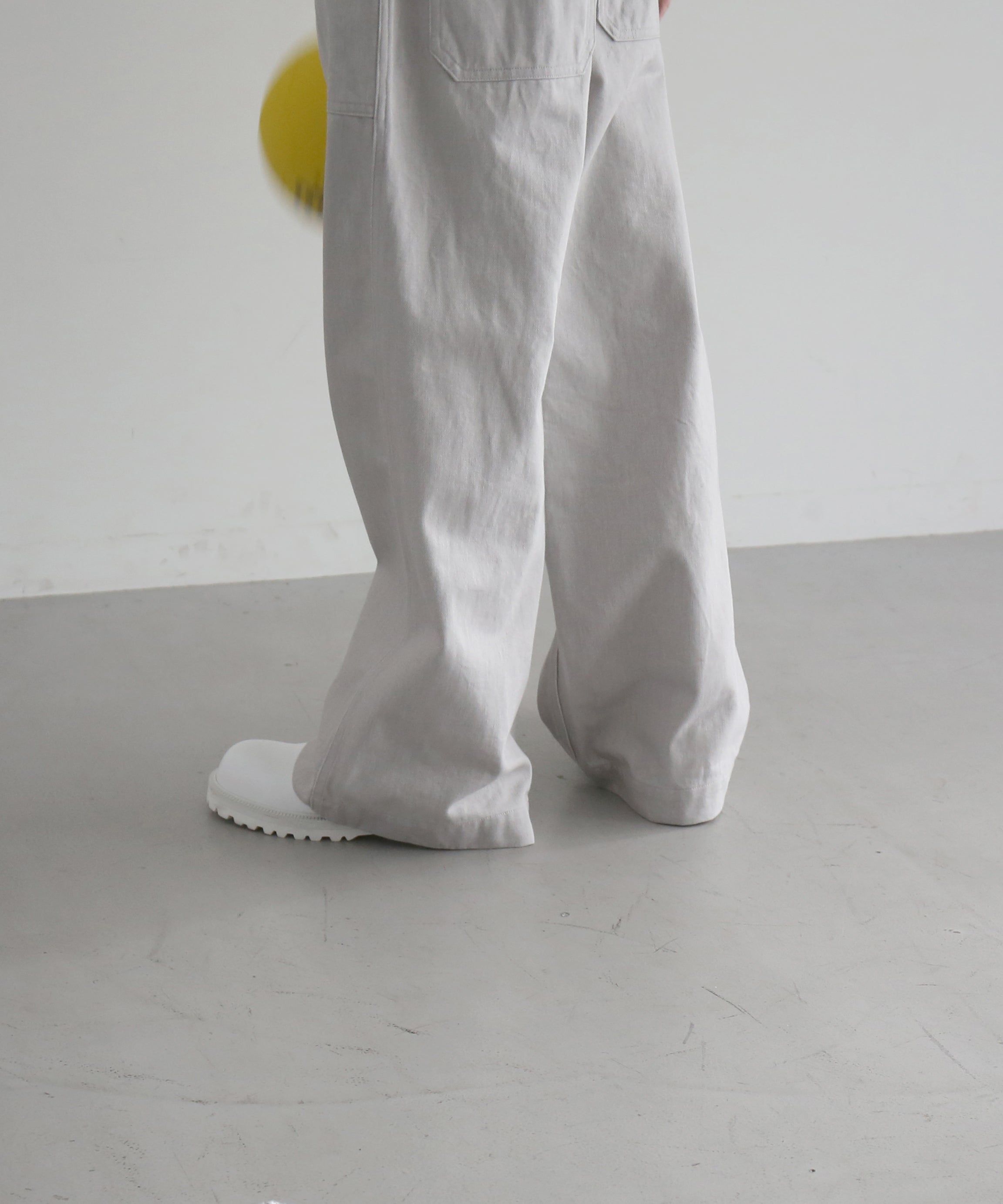 WHOWHAT 12oz denim origami pocket pants "LIGHT GRAY"