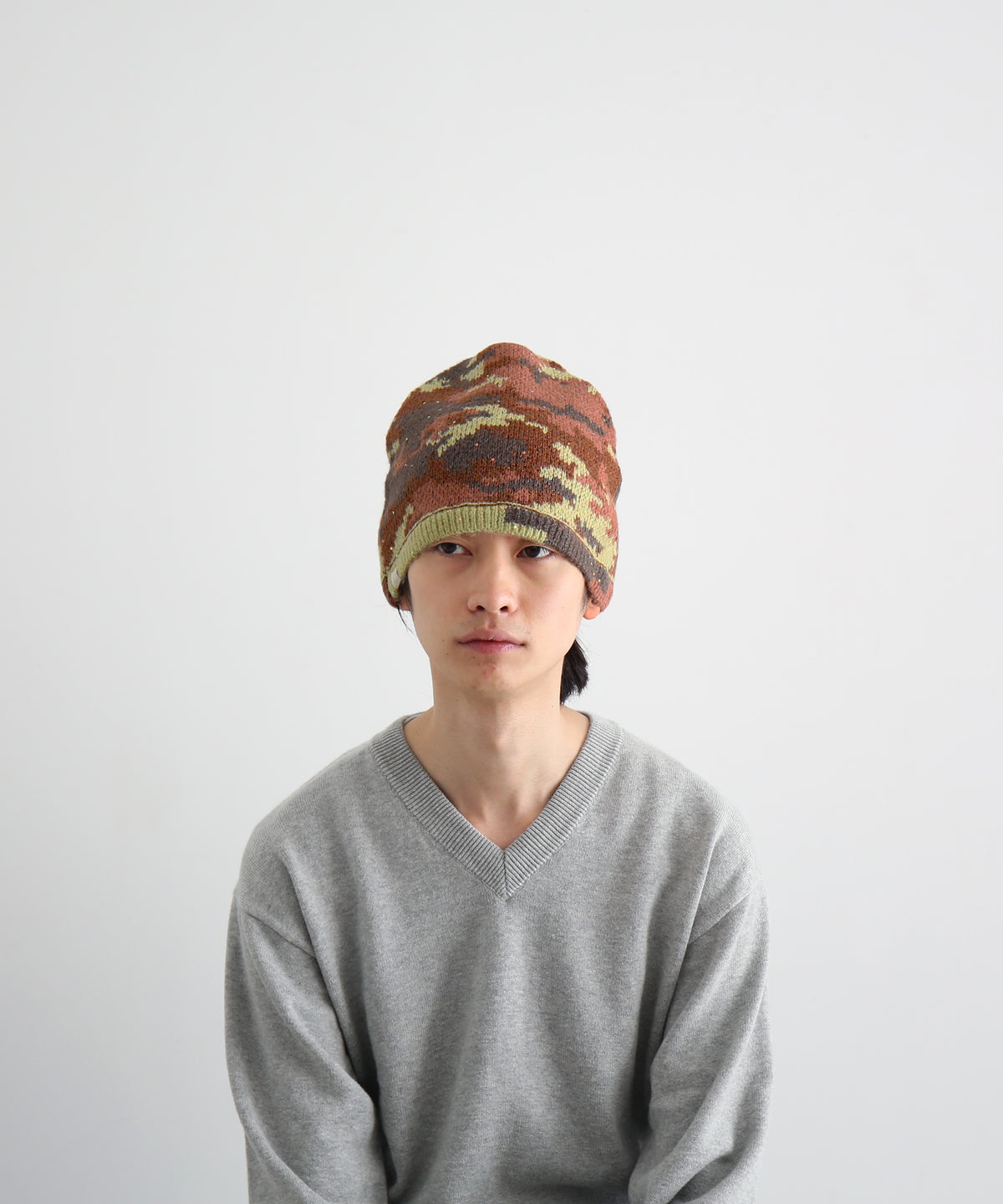 FAF(FAKE AS FLOWERS) Camo single beanie "BROWN CAMO"