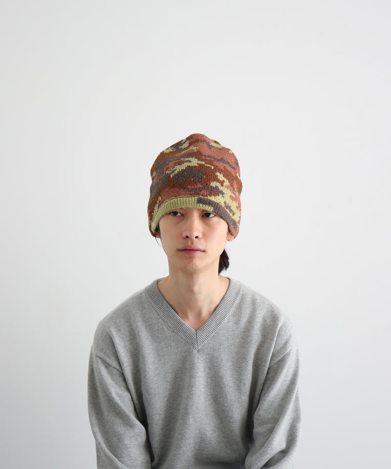 FAF(FAKE AS FLOWERS) Camo single beanie "BROWN CAMO"