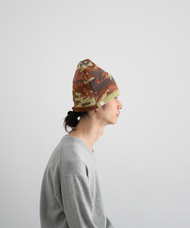 FAF(FAKE AS FLOWERS) Camo single beanie "BROWN CAMO"