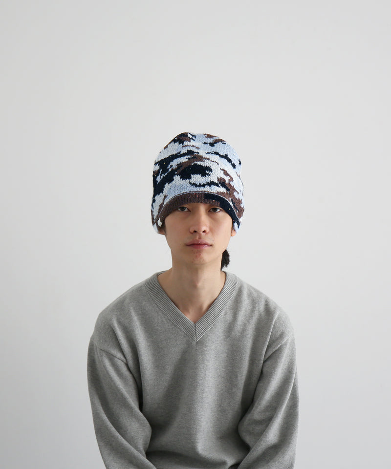 FAF(FAKE AS FLOWERS) Camo single beanie "BROWN CAMO"