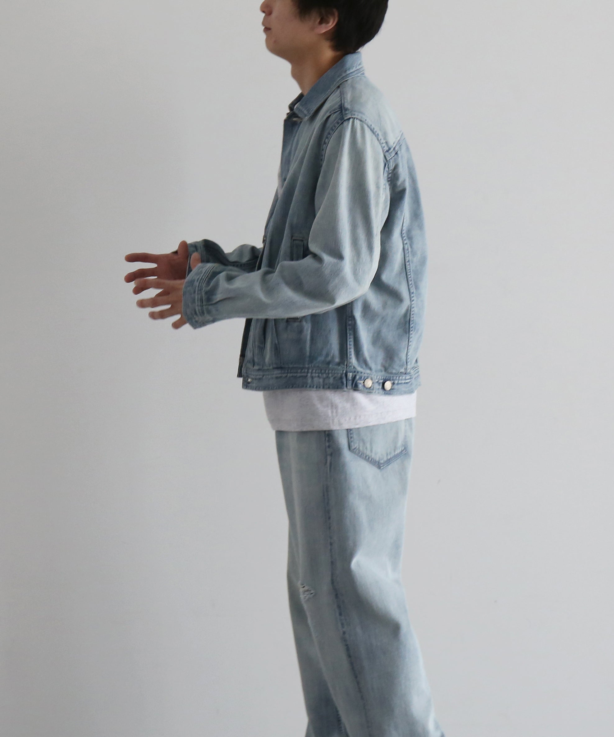 AURALEE Faded selvedge light denim blouson "LIGHT INDIGO"