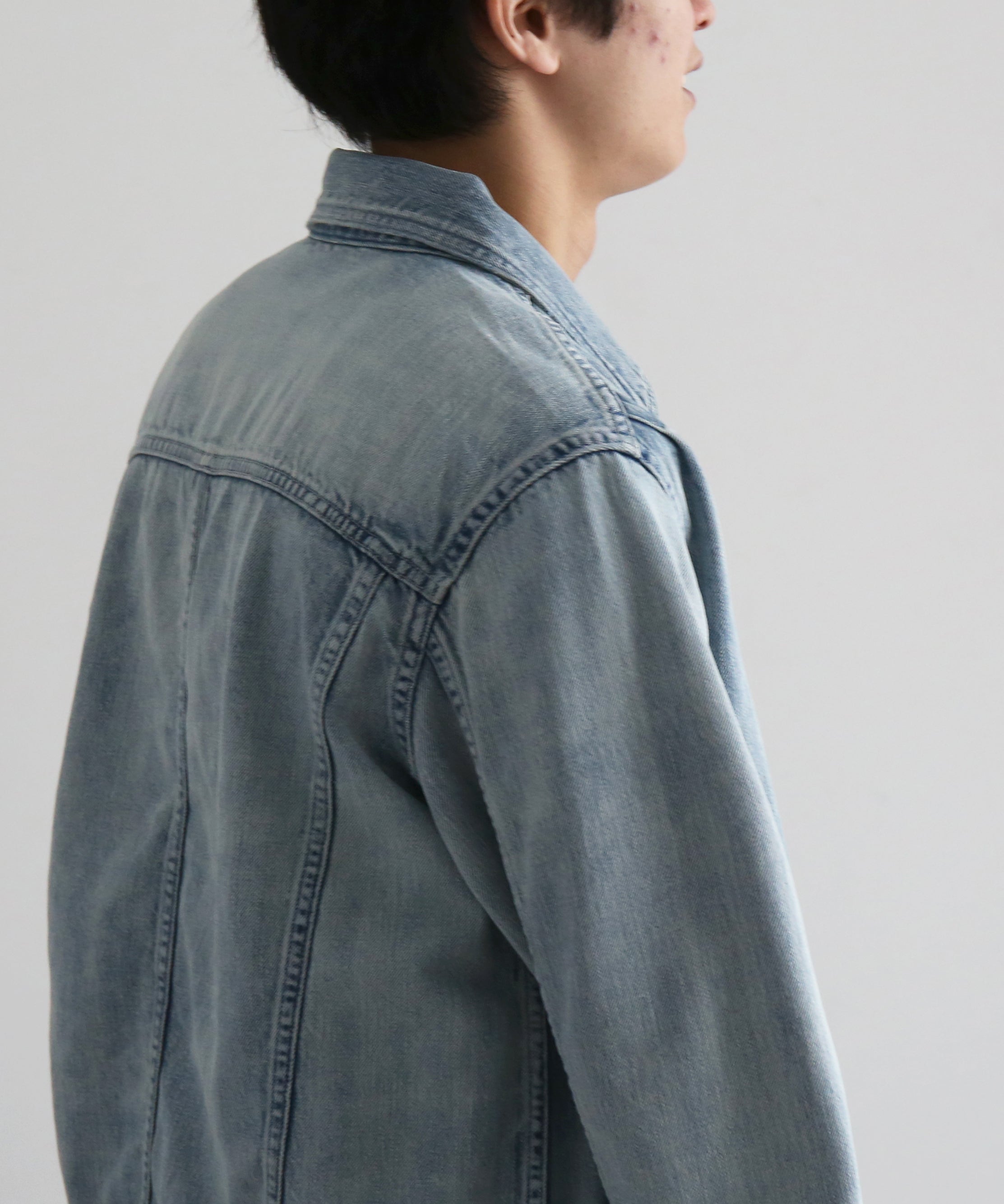 AURALEE Faded selvedge light denim blouson "LIGHT INDIGO"
