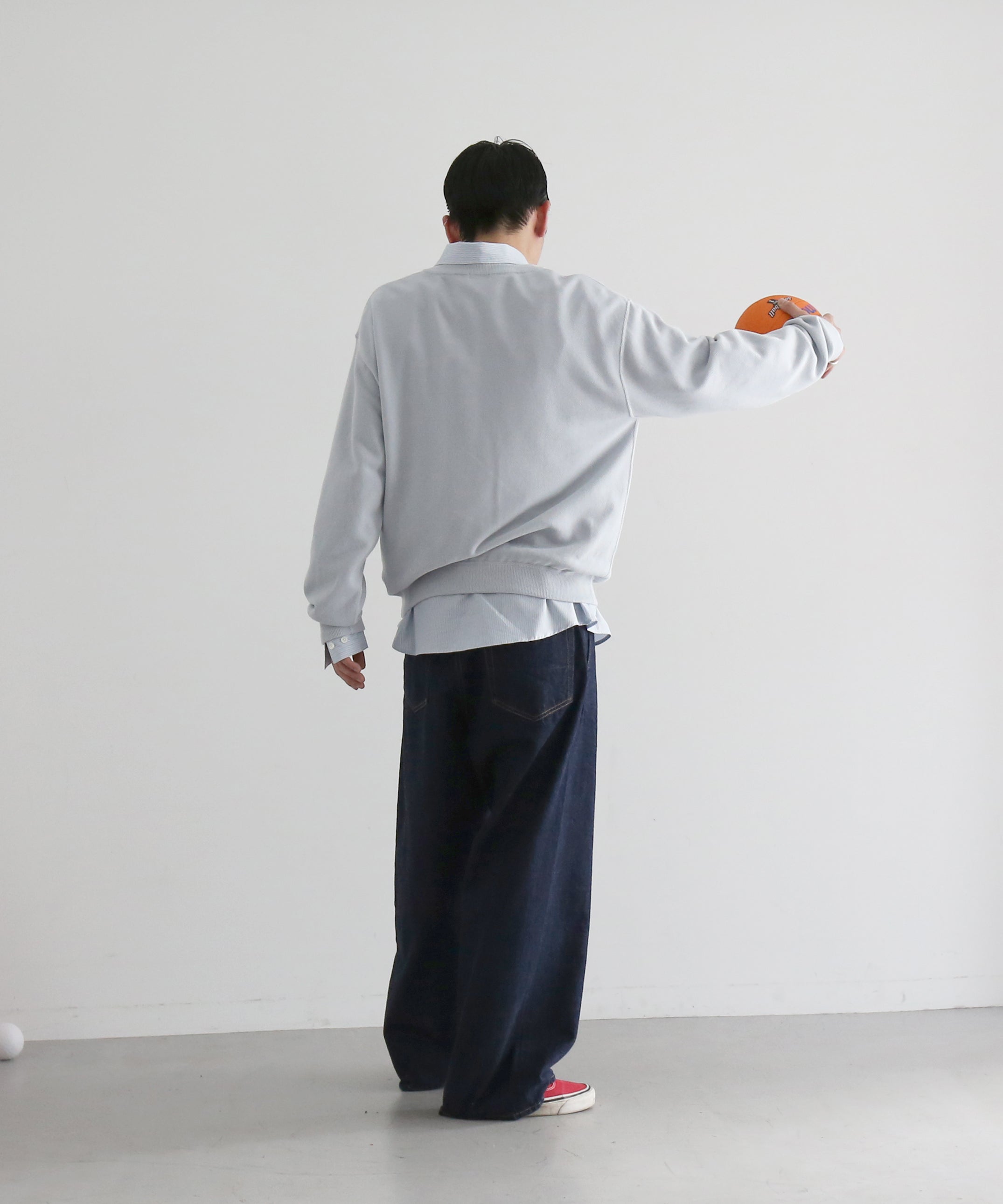 【EXCLUSIVE】crepuscule Co/ra moss stitch p/o "BLUE GRAY"